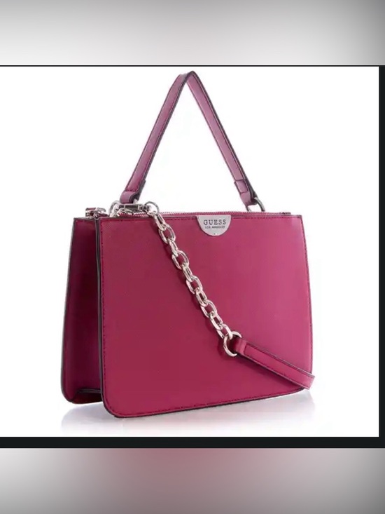Guess Handbags - GUESS Magenta Top-Handle Satchel with Chain Strap